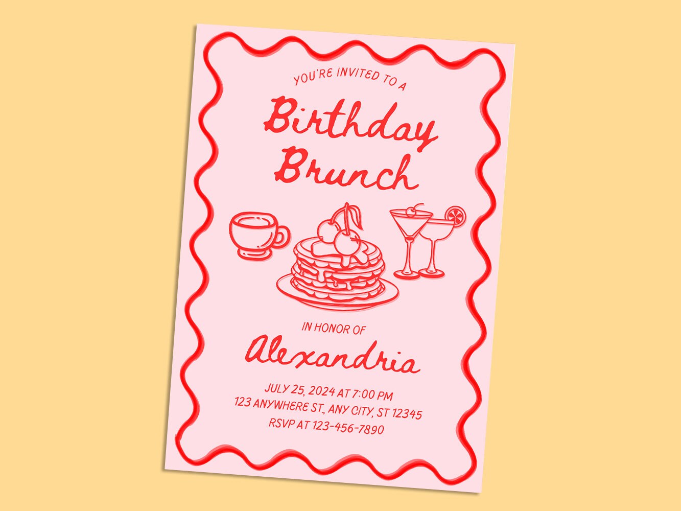 EDITABLE Birthday Brunch Invitation Canva | DIY Bridal Brunch Invite ...