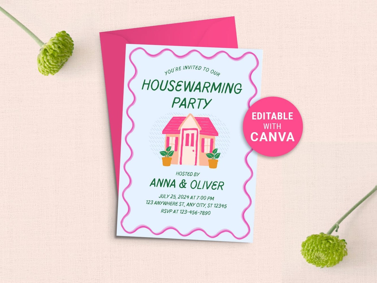 EDITABLE Housewarming Invitation Canva DIY Custom Housewarming Invites ...