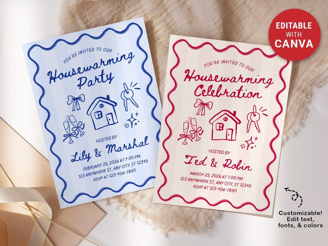 EDITABLE Housewarming Invitation Canva Template, Printable House ...
