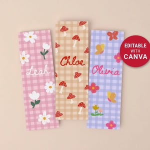 EDITABLE Custom Bookmarks Canva Personalized DIY Bookmark Printable Aesthetic Book Mark Gift for Her Customizable Instant Digital Download
