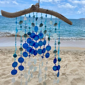 Sea Glass Wind Chime & Shell and Driftwood Wind Chime - Tropical Decor and a perfect gift for Beach Lovers