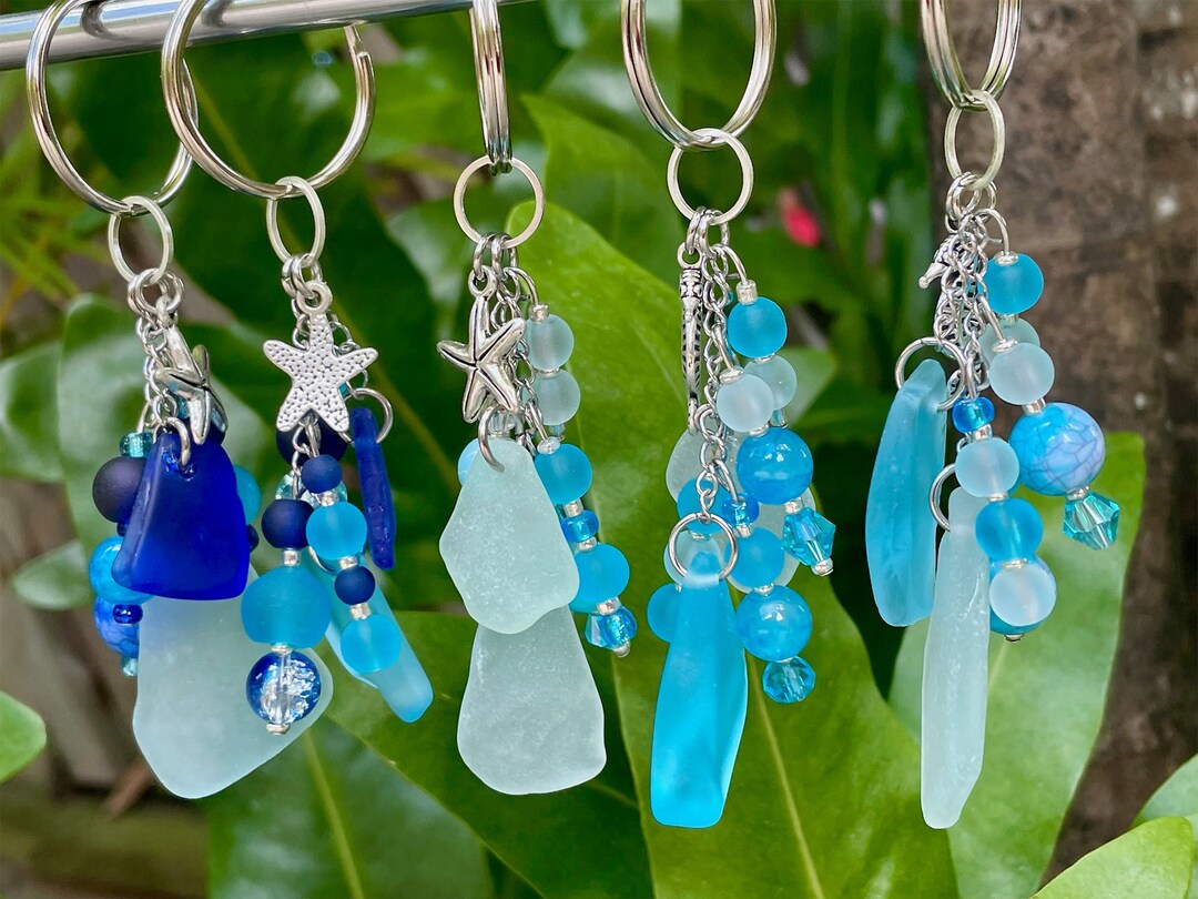 Sea Glass Keychain Lucky Charms Beach Lovers Gift Sea Glass Keychain