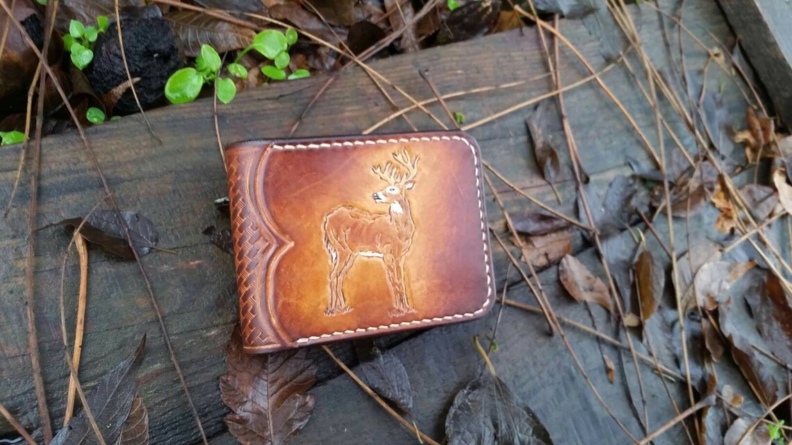 Deer Hunting Deer Bucks Nature Leather Men's Wallet Etsy