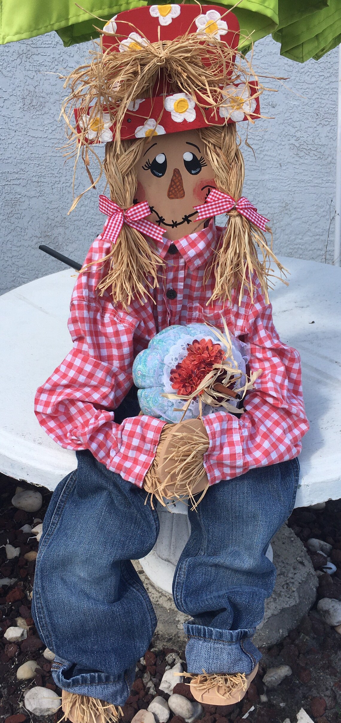 Sitting Scarecrow Wooden Fall Porch Sitter Home Decor Outdoor Etsy