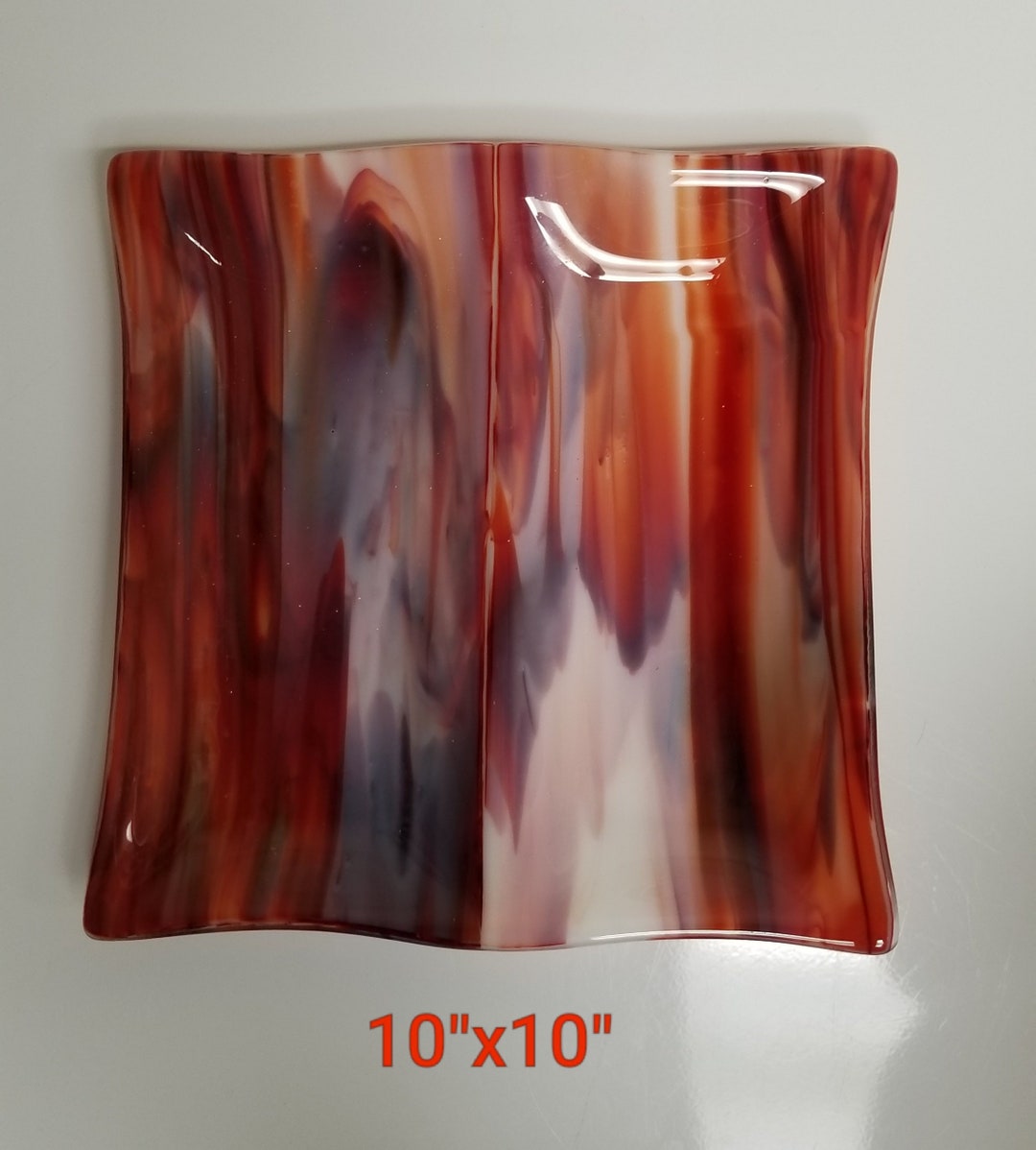 Handmade Fused Glass Serving Tray 2 Segments Etsy