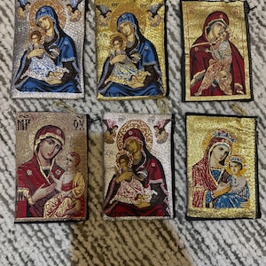 jesus Gold Rosary Pouch 2 Sided Zippered Icon Cloth Case Coin Bag Gift