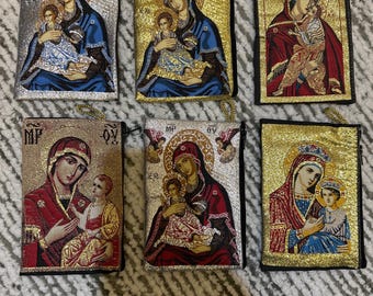 Bolsa de tela con cierre de cremallera en ambos lados para rosario de Jesús, con icono, para monedas, regalo