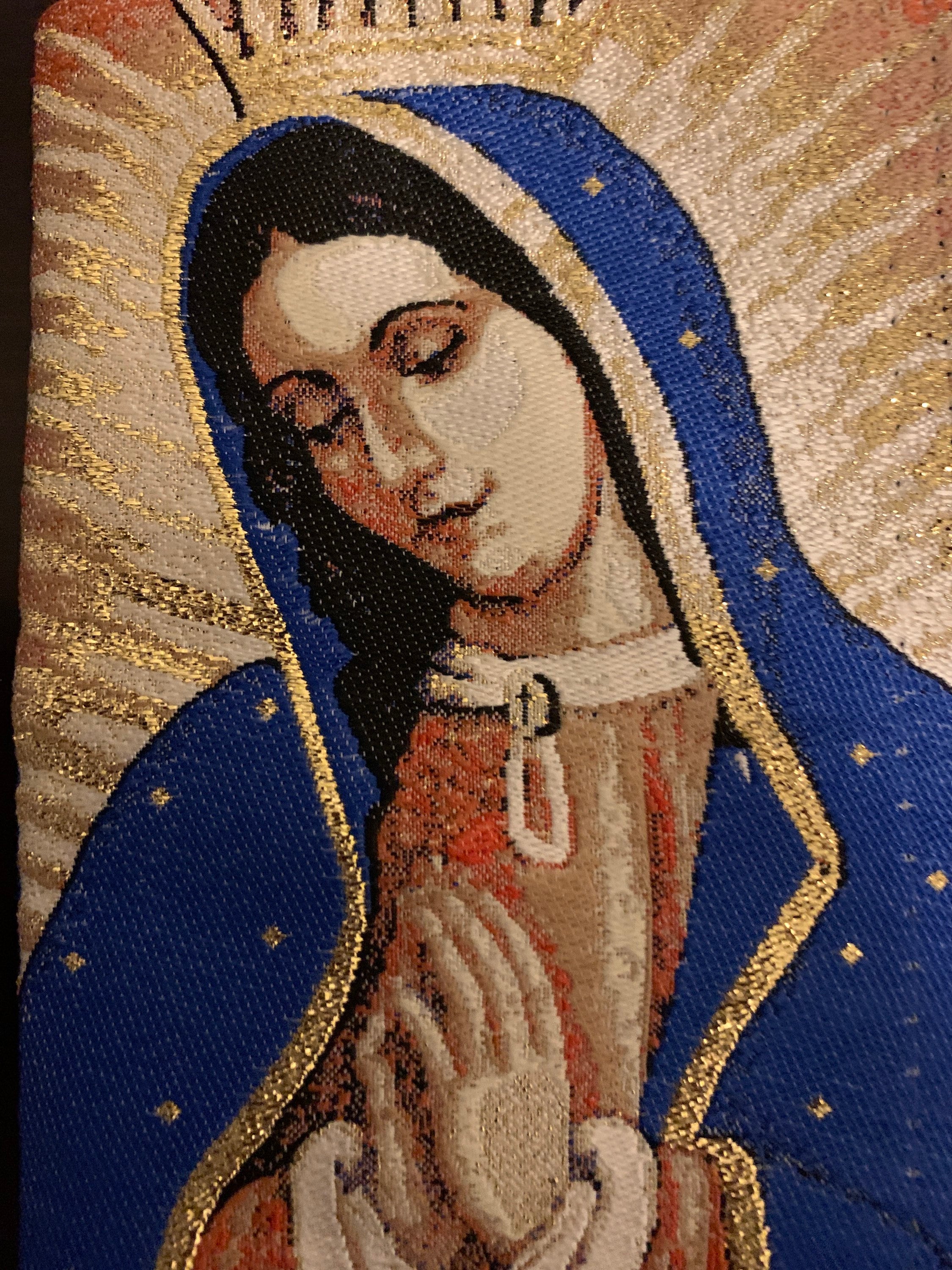 Our Lady of Guadalupe Catholic Icon Gold Rosary Pouch 2 Sided Zippered ...