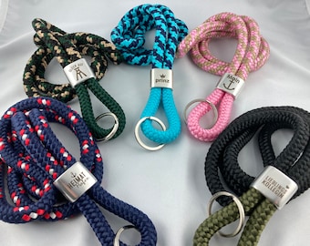 Lanyard made of sailing rope in your desired color with a silver-plated intermediate piece with engraving