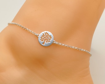 Bracelet chaîne de cheville en argent 925 pendentif arbre de vie Thanina bijoux