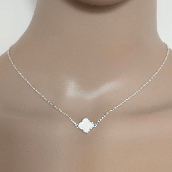 Collier trèfle avec chaîne en argent maille forçat pour femme 41 cm thanina bijoux