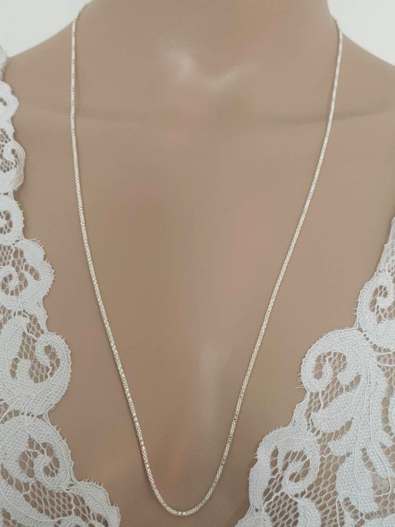 Longue collier chaîne en argent massif maille 70 cm