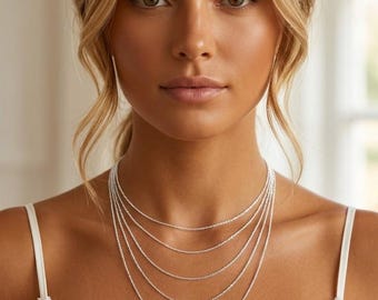 Chain, size 32 to 70 cm, in 925 silver, 1 mm curb link