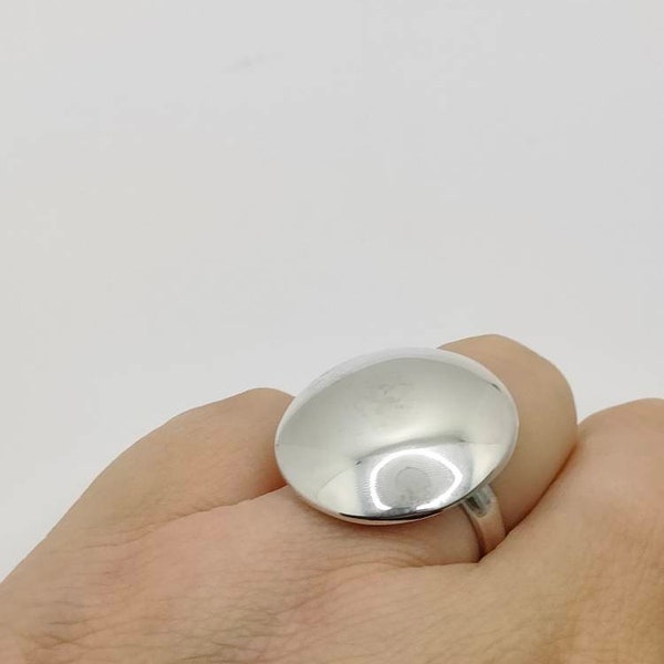 Bague femme en argent massif bouton cercle  Thanina bijoux