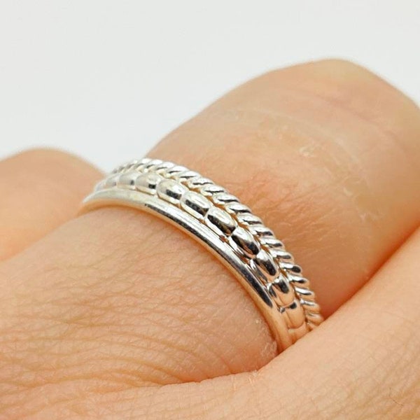 Bague en argent massif 925 plusieurs anneaux motif différents Thanina bijoux