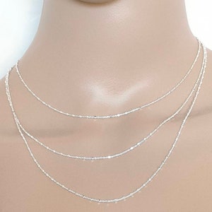 925 silver chain with square pearl mesh 40/45/50 cm