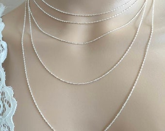 Chain from 32 to 70 cm in 925 silver, 1 mm cable link