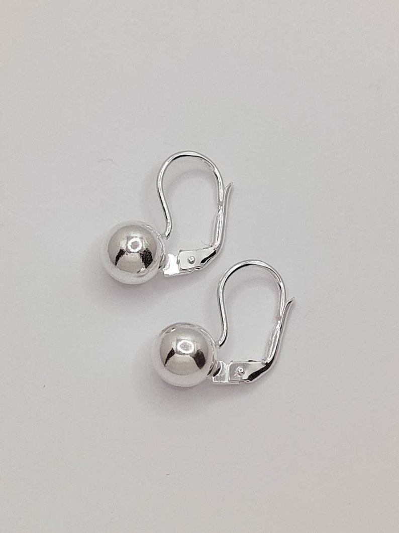 Boucles d'oreilles dormeuse en argent massif 925 boules neuf Thanina bijoux image 4