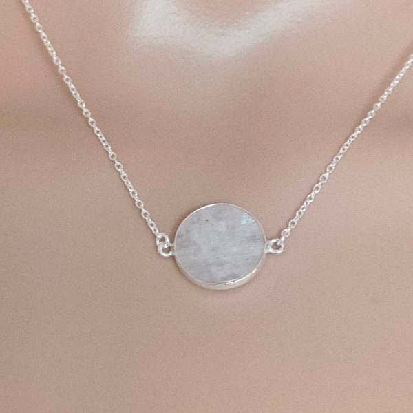 Collier Pendentif pierre de lune  en argent massif Thanina bijoux