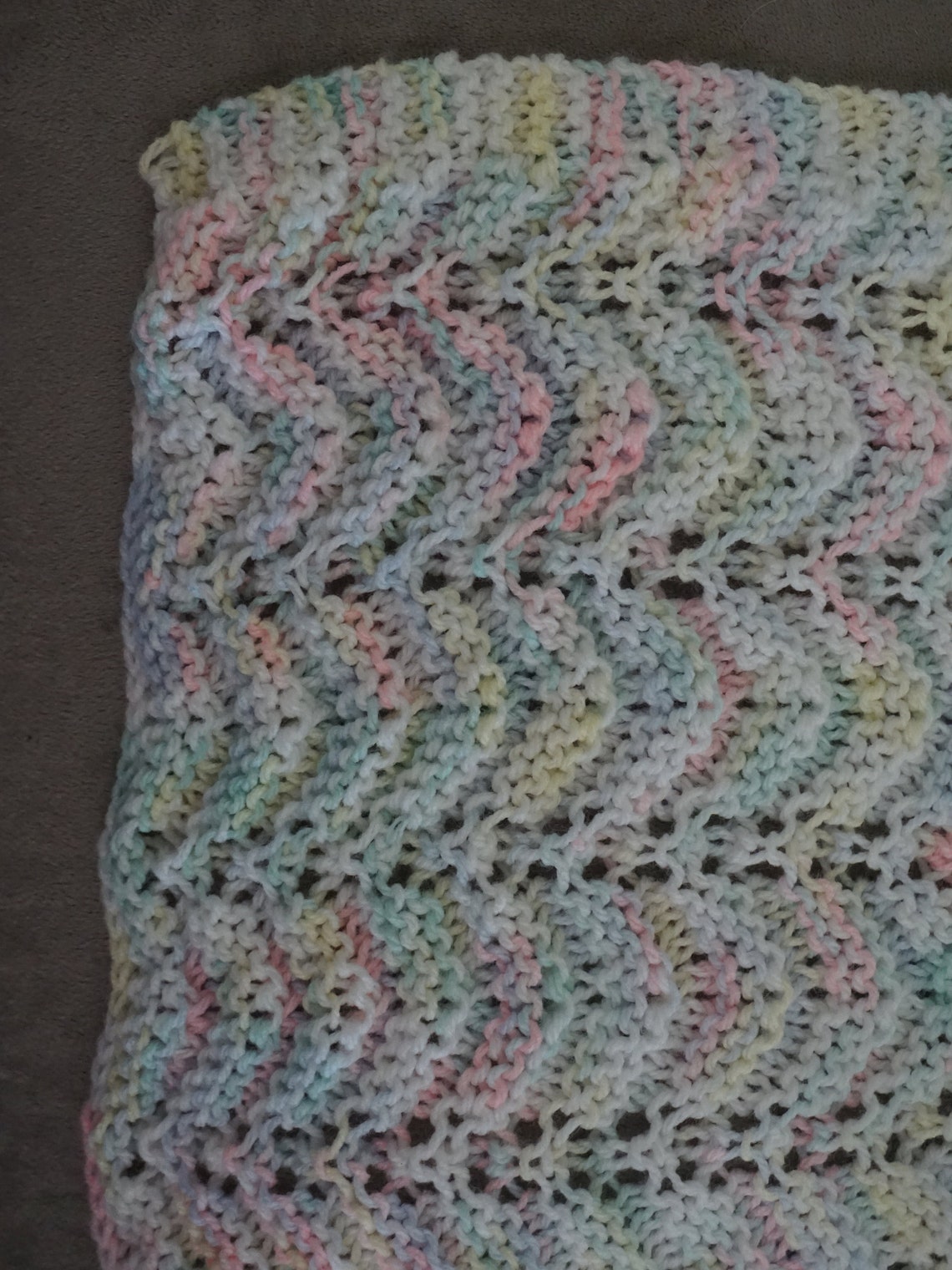 Knitted Ripple Baby Afghan Etsy