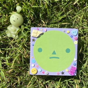 Green Smiski Inspired Trinket Painting