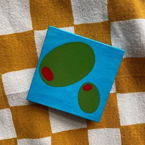 Free Falling Green Olives Acrylic Painting