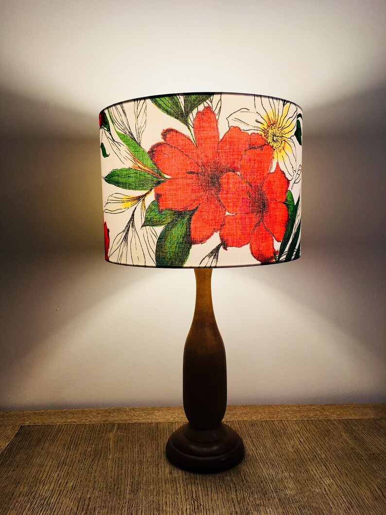 Tropical Flower Lampshade Indian Fabric Drum Lampshade Etsy
