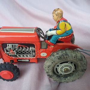 Tractor with trailer. Vintage 60s/70s toy