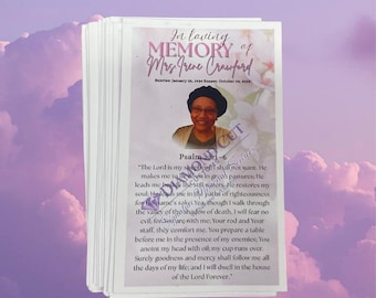 Memorial Prayer Cards | Single Sided Funeral Cards | Celebration of Life Keepsake Cards | Obituary Prayer Cards | Custom Memorial Cards