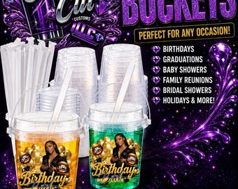 Custom Photo Clear Plastic Buckets| Personalized Party Cups for Any Occasion