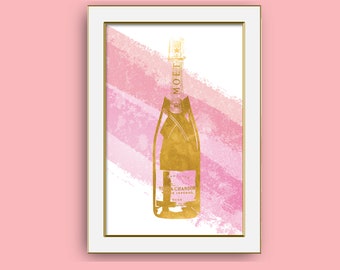 Moet Champagne Bottle Wall Art, Digital Download