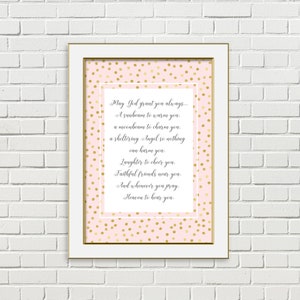 Irish Blessing, Digital Download, Nursery Art, Pink,Typography, Art Print, HomeDecor
