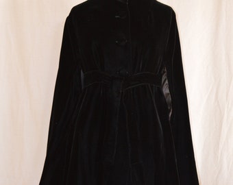 Vintage Black Velvet Belted Cape