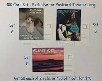 Exclusive 100-card set for PostcardsToVoters.Org folks - With printed tagline on the back!