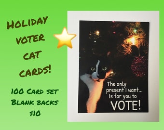 100 Holiday Voter Cat Postcards