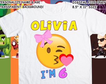 Emoji Printable Iron On Transfer - Custom Personalized T-Shirt Decal Design - Digital File - Personalize