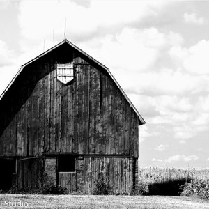 Old Barn Photograph Instant Download Black and White  Minimalist Rural Print Farm Decor