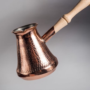 Copper Coffee Pot Maker, Jazzve, Cezve Ibrik, Armenia Jezve Jazve wooden handle ARMENIAN coffee maker, handmade, turka, personalized image 1