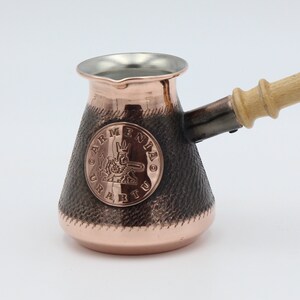 Handmade Armenian Jazva Makers  Coffee Pot Copper Wooden Handle Turkish Cezve  Arabic Greek Jezve Ibrik Turka