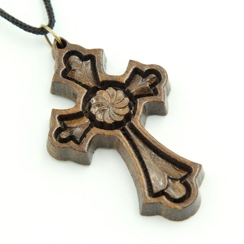 Wooden Cross Pendant Neck Cross Made of Wood Carved Wooden Etsy