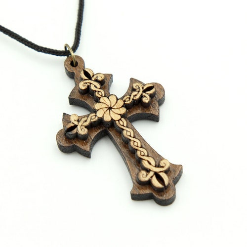 Wooden Cross Pendant Neck Cross Made of Wood Carved Wooden Etsy