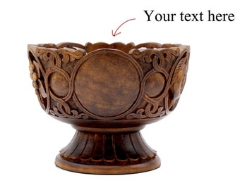 Wooden Carved Bowl, Personalized, Handmade Wooden Bowl, Armenian Bowl, carved vase, hand carved bowl, Engraved bowl, fruit bowl, Candy dish