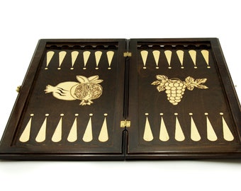 Wooden BACKGAMMON SET, Personalized Board Game Armenian Nardi, wood game, Carved Ararat mountain, Handmade backgammon, engraving table game