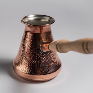 Copper Coffee Pot Maker, Jazzve, Cezve Ibrik, Armenia Jezve Jazve wooden handle ARMENIAN coffee maker, handmade, turka, personalized image 9