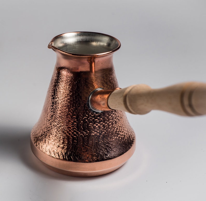 Copper Coffee Pot Maker, Jazzve, Cezve Ibrik, Armenia Jezve Jazve wooden handle ARMENIAN coffee maker, handmade, turka, personalized image 9