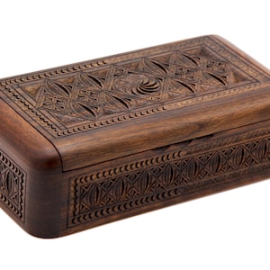 Wooden Jewelry box, carved box, handmade engraved box, wooden gift, handmade jewelry box, gift for her, Armenian gift, walnut wood, ring box