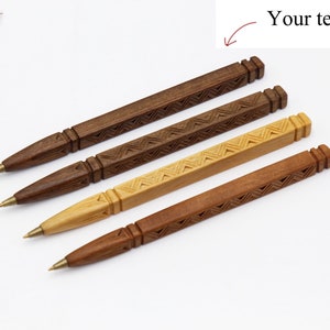 Gepersonaliseerde balpen van gegraveerd hout, aangepaste houten pennen, geschenkgravure, walnoot, beuken, abrikozenhoutpen, bruiloft, doos met doktersgeschenken
