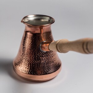 Copper Coffee Pot Maker, Jazzve, Cezve Ibrik, Armenia Jezve Jazve wooden handle ARMENIAN coffee maker, handmade, turka, personalized image 7