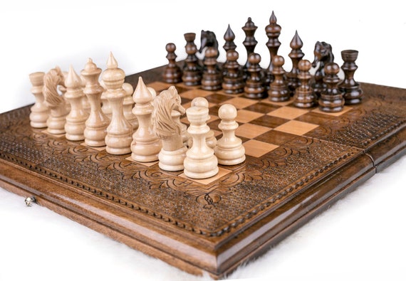 Wooden Chess Set black/white Board Pieces Wood -  Sweden