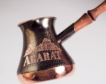 Copper Coffee Pot Maker, Jazzve, Turkish Cezve Ibrik, Armenia Jezve Jazve wooden handle ARMENIAN coffee maker, handmade, turka, ARARAT